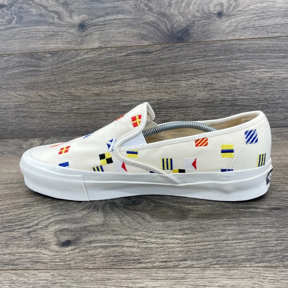 VANS OG Style 48 LX Maritime Flags Slip On Shoes‎ Men's Size 9 White 721454